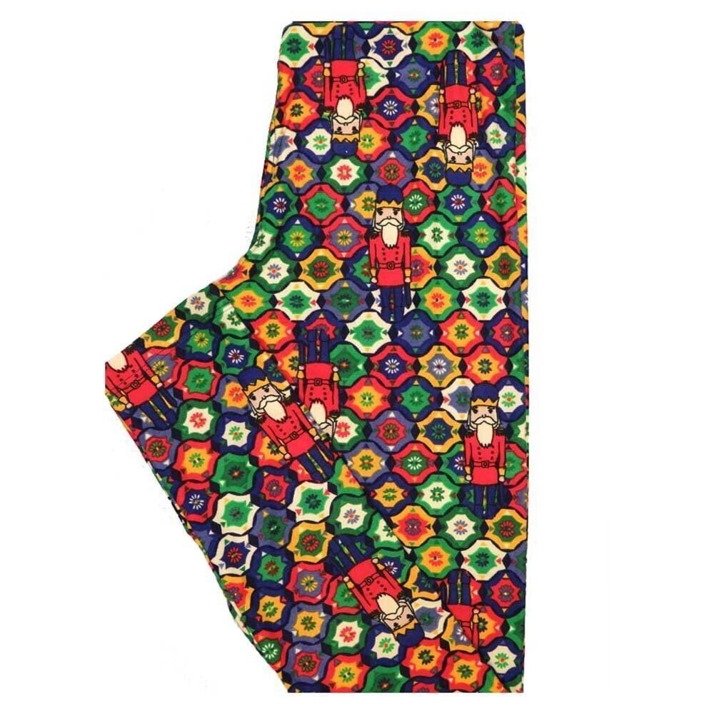 Lularoe Tween Christmas Nut Cracker Toy Soldier Geometric Leggings fits Adult Adult Sizes 00-0 Multicoloured