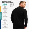 Merino Wool Base Layer Mens - Wool Half Zip Sweater Men - Merino Quarter Zip Sweater Lite, Midweight, Heavyweight and Socks (X-Large, 250 Black) view 2