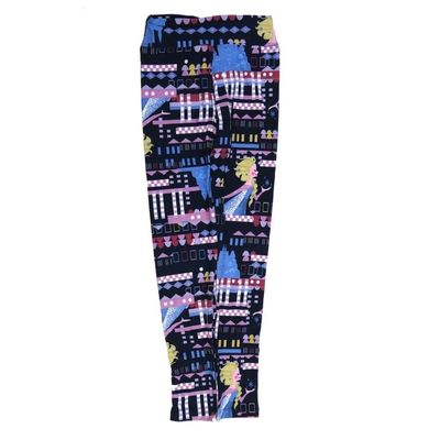 Lularoe Tween Disney Elsa from Frozen Purple White Blue Black Turquoise Leggings fits Adult Sizes 00-0 TWEEN-3400-W