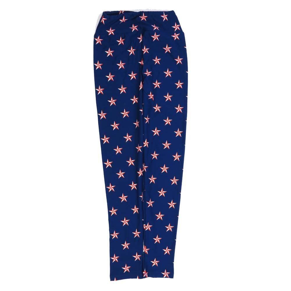 Lularoe Tween Americana USA Polka Dot Stars Blue White Red Leggings fits Adult Sizes 00-0 TWEEN-3400-ZI2