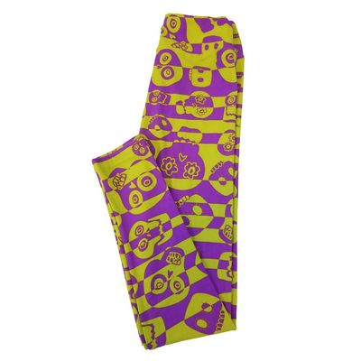 Lularoe Tween TW Halloween Skulls Skeleton Blue Mustard Yellow Leggings fits Adult Adult Sizes 00-0
