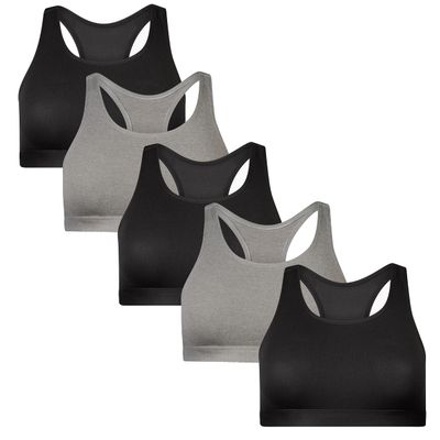 Popular Girls Sports Racerback Bra - Sports Bras 5pk for Teens & Girls