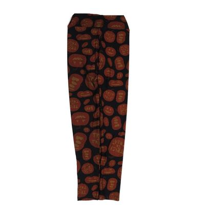 Lularoe Tween Halloween Pumpkins JackoLanterns Black Orange Leggings fits Adult Sizes 00-0 TWEEN-3400-M