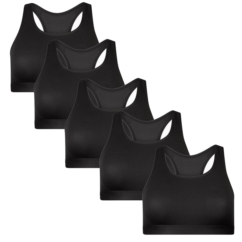 Popular Girls Sports Racerback Bra - Sports Bras 5pk for Teens & Girls
