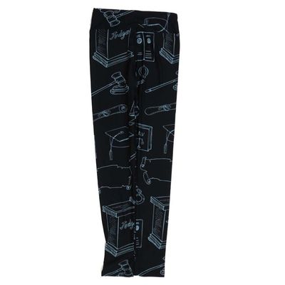 Lularoe Tween Law School Lawyer Diploma Justice Gavel Black Gray Leggings fits Adult Sizes 00-0 TWEEN-3402-E