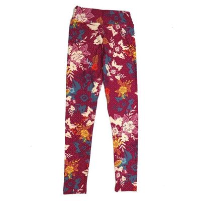 Lularoe Tween Floral Hybiscus Geometric Checkerboard Leggings fits Adult Sizes 00-0 TWEEN-3392-E Multicoloured