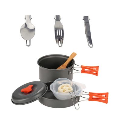 1 Set Outdoor Camping Pot Camp Kitchen Equipment Camping Cookware Kit Outdoor Cook Gear Griddle Tools Picnic Cookware Kit On Foot Travel Accessories Aluminum Alloy