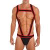CHICTRY Men's One Piece Jockstrap Leotard Underwear Backless Jumpsuits Wrestling Singlet Bodysuit Red A XX-Large view 1