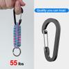 AWSMORE 2 Pieces Paracord Keychain with Carabiner,Lanyard Clip for Keys Water Bottle Holder Backpack(Black + Pink Green) view 3