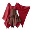XUNRYAN Women's Plus Size Renaissance Dress with Corset Irish Elf Costume Elven Archer Short Dresses Halloween Costumes Red view 1