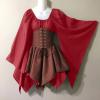 XUNRYAN Women's Plus Size Renaissance Dress with Corset Irish Elf Costume Elven Archer Short Dresses Halloween Costumes Red view 2