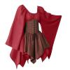XUNRYAN Women's Plus Size Renaissance Dress with Corset Irish Elf Costume Elven Archer Short Dresses Halloween Costumes Red view 3