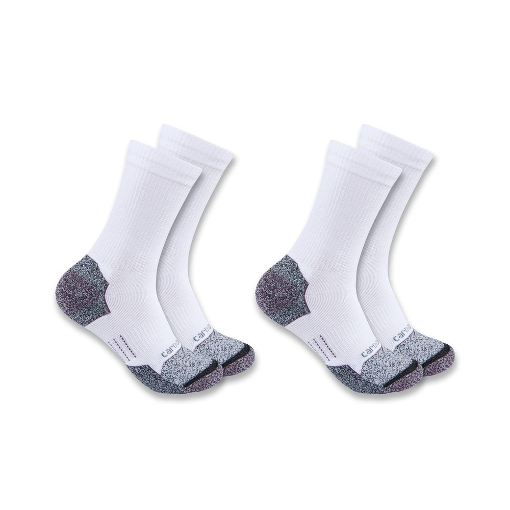 Carhartt Women's Force Midweight Crew Sock 2 Pack, White, S
