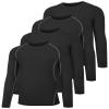 HOPLYNN Youth Boys Compression Shirts, Long Sleeve Quick Dry Cold Weather Gear Undershirts for Kids Athletic Sports Football Basketball-2 Black / 2 Black (Gray line)-S view 1