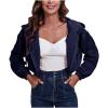 tuduoms Womens Casual Zip Up Hoodies Corduroy Crop Jackets Drawstring Clothes Y2K Tops Long Sleeve Sweatshirts for Teen Girls view 1