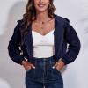 tuduoms Womens Casual Zip Up Hoodies Corduroy Crop Jackets Drawstring Clothes Y2K Tops Long Sleeve Sweatshirts for Teen Girls view 2
