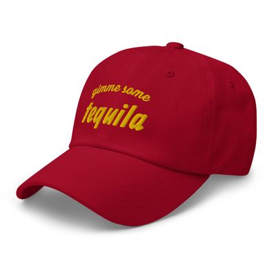 RIVEMUG Tequila Dad Hat Funny Gimme Some Tequila Embroidered Unstructured Funny Give Me Some Tequila Party Hat Cranberry