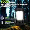Camping Lantern 3000LM, LED Lanterns for Power Outages with 4400mAh Phone Charger, Impact-Resistant Rechargeable Lantern, 5 Light Modes Waterproof Lantern for Hurricane Emergency(Black) view 2