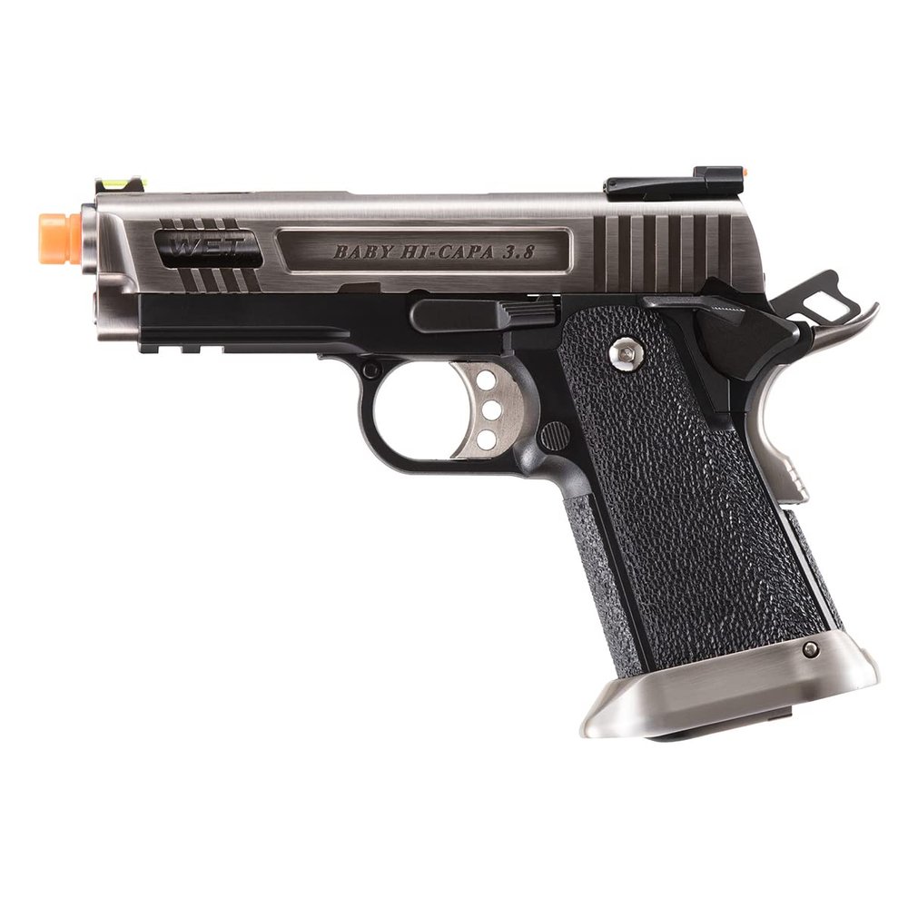 3.8 Hi-Capa Velociraptor Gas Blowback Airsoft Pistol - Silver-WE Tech