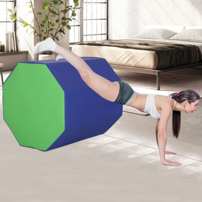 24.4" x 25.6" Gymnastics Octagon Skill Shape Tumbling Mat Octagon Gymnastics Equipment Mat Somersault Backbend Trainer Mat Lightweight PVC Mesh Octagon Gymnastics Shape for Exercise Training, Blue