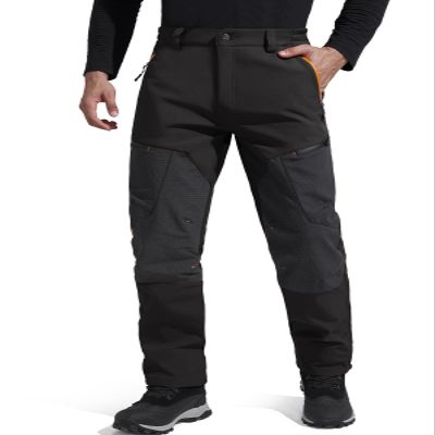 FREE SOLDIER Waterproof Mens Ski Pants Hiking Outdoor Snowboard Snow Pants with Bottom Leg Zipper(Black, 32W x 32L)