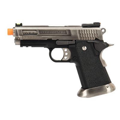 3.8 Hi-Capa Velociraptor 7.5" inches Gas Blowback Airsoft Pistol -Silver -WE Tech