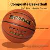 PATTONLEX Basketball Ball  Official Size Composite Leather Indoor/Outdoor Basketball for Men, Women & Girls, with Pump - 29.5 / Size 7-Brown view 2