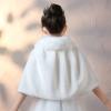SK Studio Girls Faux Fur Wraps Shawl Cape White view 4