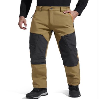 FREE SOLDIER Waterproof Mens Ski Pants Hiking Outdoor Snowboard Snow Pants with Bottom Leg Zipper(Green, 38W x 30L)