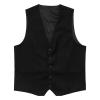 Maiyifu-GJ Men's Formal Business Waistcoat Sleeveless Slim Fit Wedding Vests Casual Vest with 3 Pockets for Suit or Tuxedo (Black,Small) view 1