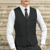 Maiyifu-GJ Men's Formal Business Waistcoat Sleeveless Slim Fit Wedding Vests Casual Vest with 3 Pockets for Suit or Tuxedo (Black,Small) view 2