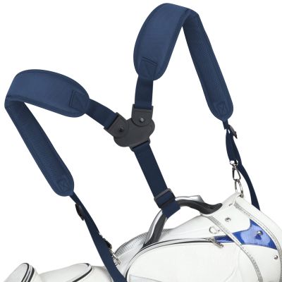 BIG TEETH Golf Bag Straps Swivel Backpack Straps Double Strap, Adjustable Thick Padded Bag Strap, Universal Comfort Easy Installation (2 Buckle Connected Blue)