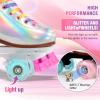 LIKU Quad Roller Skates for Girl and Women with All Wheel Light Up,Indoor/Outdoor Lace-Up Fun Illuminating Roller Skate for Kid (Shiny, J12-J13) view 4