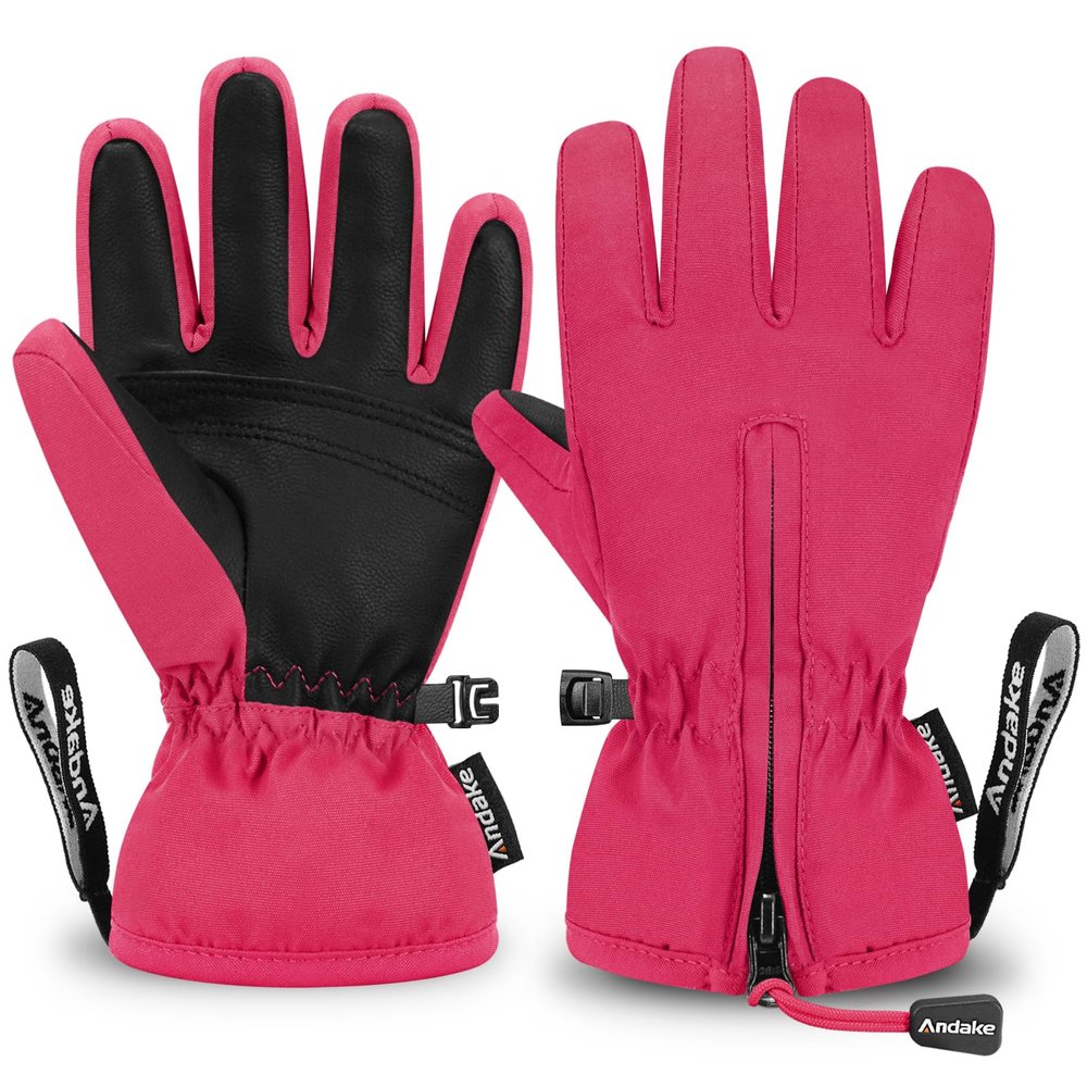 Andake Waterproof &Breathable Kids Snow Gloves, Toddler Winter Warm Ski Gloves for 2-14Y Boys Girls