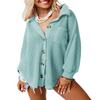 Dokotoo Fall Cardigan for Women Fashion 2026 Business Outifits V Neck Waffle Knit Button Down Shirts Comfy Shacket Jacket Tops for Outwear Sky Blue XX-Large view 1