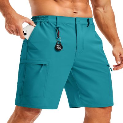TACVASEN Mens Golf Shorts Lightweight Quick Dry Stretch Cargo Water Resistant Fishing Work Outdoor Shorts Lake Blue 40