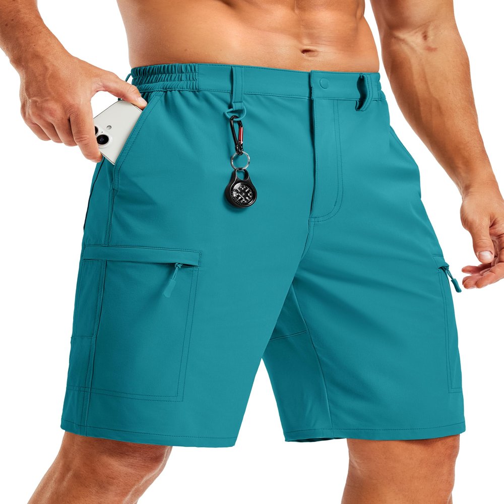 TACVASEN Mens Golf Shorts Lightweight Quick Dry Stretch Cargo Water Resistant Fishing Work Outdoor Shorts Lake Blue 40