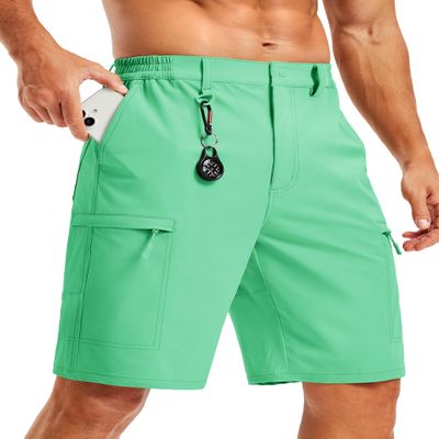 TACVASEN Quick Dry Cargo Shorts for Men Hiking Shorts Tactical Fishing Travel Water Resistant Golf Summer Casual Walking Mint Green