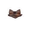 Classic Men's Wooden Bow Tie Groom Groomsman Flower Girl Bow Tie Cufflinks Matching Square Handkerchief Set with Gift Box (Brown) view 1