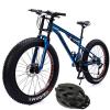 Adults Fat Tire Mountain Bike 26 Inch Full Suspension Mountain Bikes 27 Speed for Men Women, Heavy Riders All Terrain MTB Carbon Steel Trail Snow Bicycle with Dual Disc Brake,Blue view 1