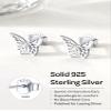 ChicSilver Butterfly Earrings 925 Sterling Silver Small Stud Earrings for Women Hypoallergenic Studs Minimalist Dainty Butterfly Jewelry Cute Christmas Earrings for Women view 4