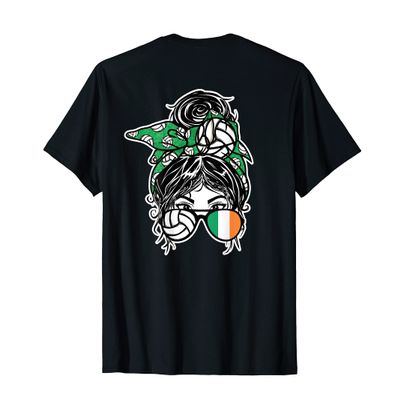 Irish Messy Bun Hair Girl Ireland Volleyball Fans Jersey T-Shirt