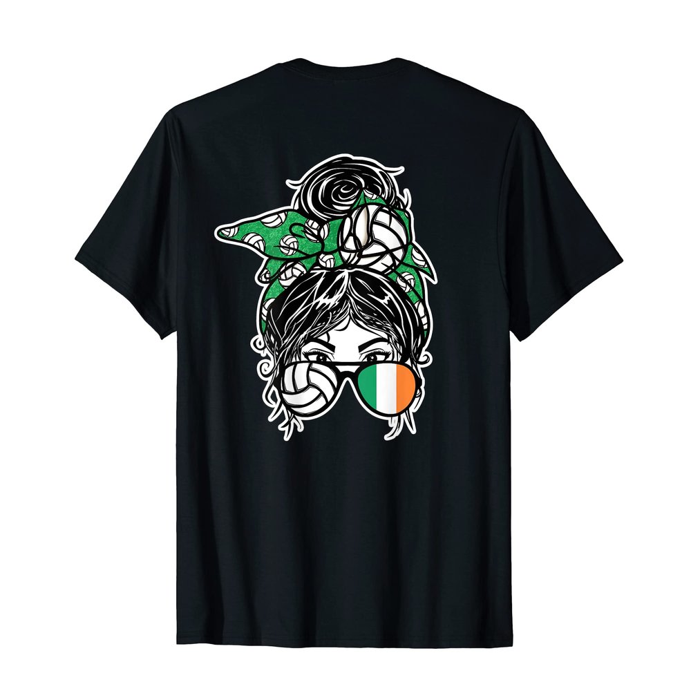 Irish Messy Bun Hair Girl Ireland Volleyball Fans Jersey T-Shirt