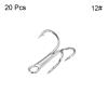 PATIKIL 12# Treble Fish Hooks, 20 Pack 0.51" L Carbon Steel Sharp Round Bend Hook Triple Barbed Hook for Freshwater Saltwater, White view 3
