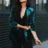 Womne Long Sleeve Button Down Shirts Fall Winter Solid Color Casual Comfy Leather Coat for plus Size Women view 3