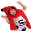 Kids Warm Hat Scarf Gloves 3 in 1 Plush Hood Earflap Hat Winter Thermal Hat for Boys Girls 3-12Year Red view 2