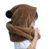 Kids Warm Hat Scarf Gloves 3 in 1 Plush Hood Earflap Hat Winter Thermal Hat for Boys Girls 3-12Year Khaki view 3