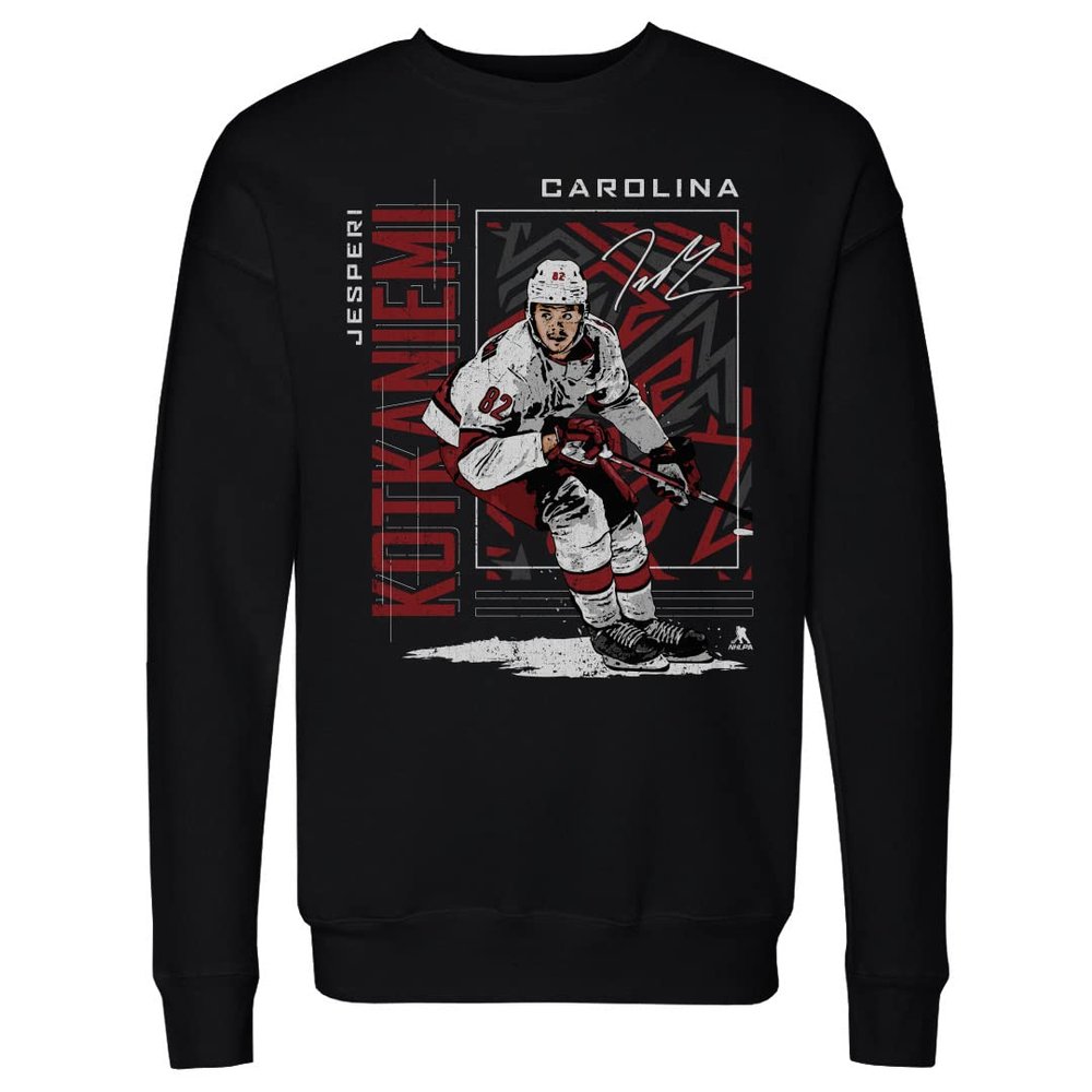 500 LEVEL Jesperi Kotkaniemi Sweatshirt (Crew Sweatshirt, XX-Large, Black) - Jesperi Kotkaniemi Carolina Sports Card WHT