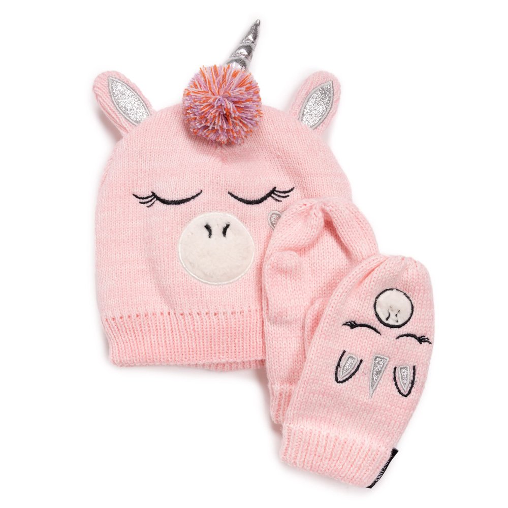 MUK LUKS Unisex Kid's Beanie and Mitten, Unicorn, OS