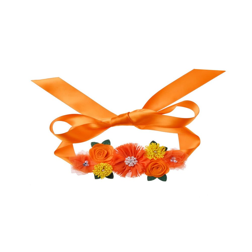 Orange Flower Belly Sash Maternity Orange Floral Flower Belt Orange Maternity Sash SAB01 (Orange)